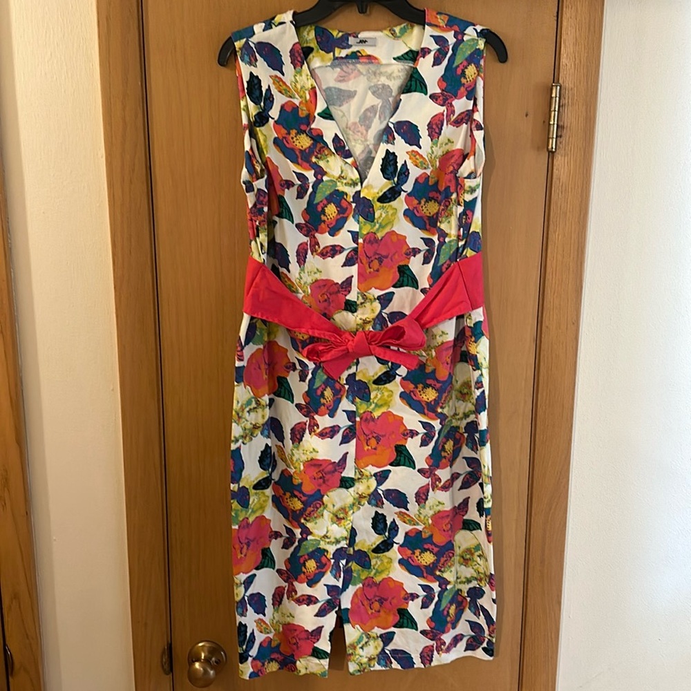 Jet Women’s Floral Tie Waist Belted Dress Colorful Pink Ukraine Size XL (46)